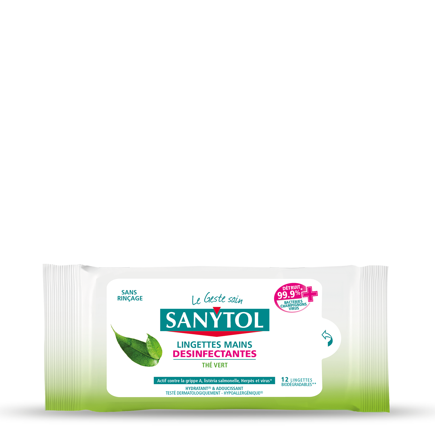 33650500-sanytol-lingettes-mains-x12 Hand Disinfectant Wipes - Green Tea